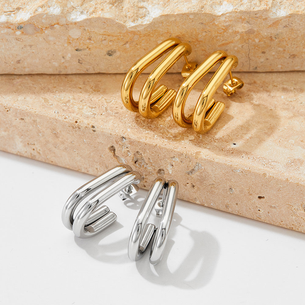 Pendientes Geo Dorado