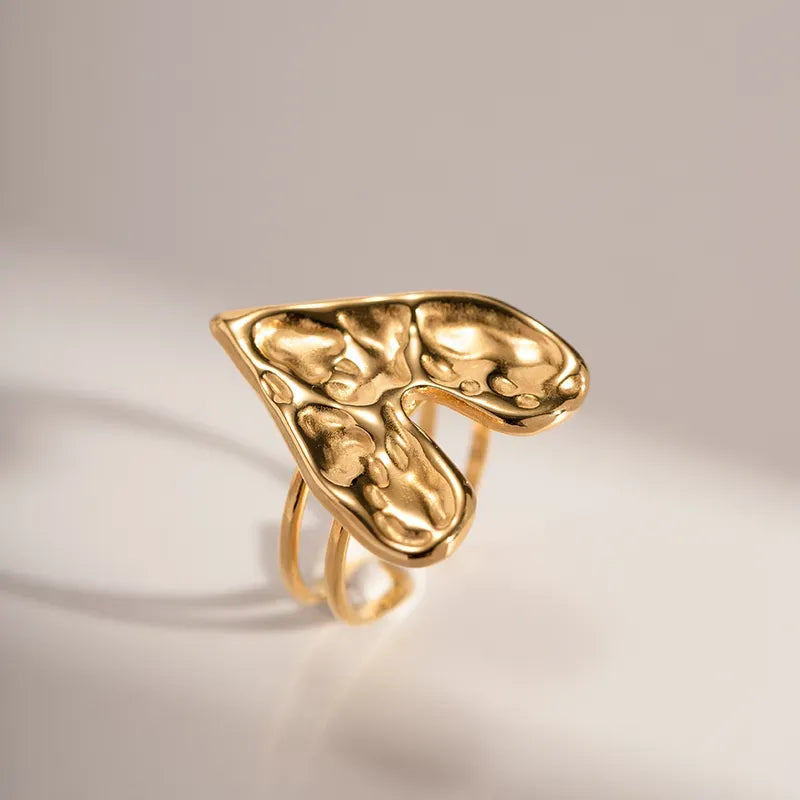 Anillo ajustable chapado en oro 18k, Anillo ajustable con corazón